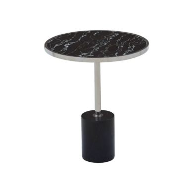 Orton Marble End Table In Black With Chrome Support