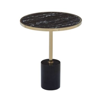 Orton Marble End Table In Black With Gold Support