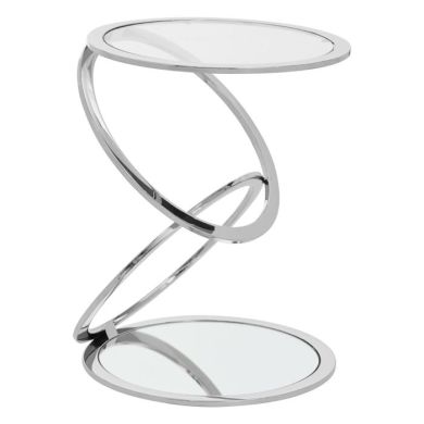 Orton Round Clear Glass End Table With Chrome Stainless Steel Frame