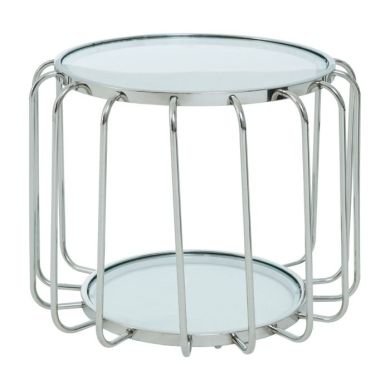 Orton Clear Glass Side Table With Chrome Stainless Steel Frame