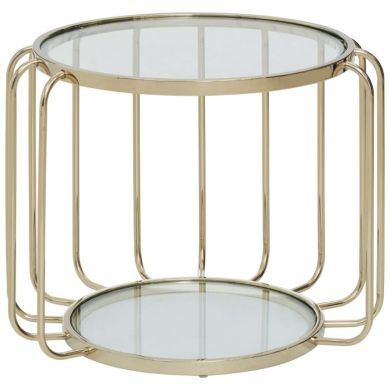 Orton Clear Glass Side Table With Gold Stainless Steel Frame