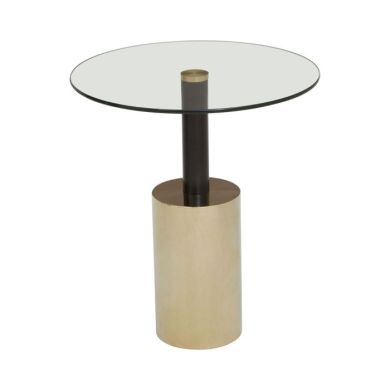 Orton Clear Glass End Table With Gold Stainless Steel Base