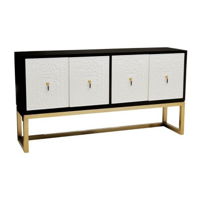 Dumas Wooden Sideboard With 4 Doors With Warm Metallic Base