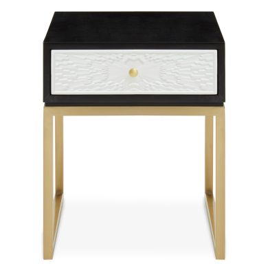 Dumas Wooden Side Table In Black With 1 Drawer