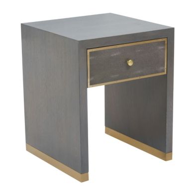 Danail Wooden Side Table With 1 Drawer In Shagreen Effect