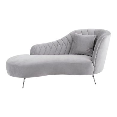 Rene Right Arm Velvet Chaise Lounge Chair In Grey