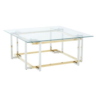 Elino Clear Glass Coffee Table With Stainless Steel Base