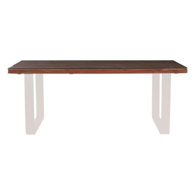 Kerala Glass Top Dining Table In Natural With U-Shaped Stainless Steel Legs
