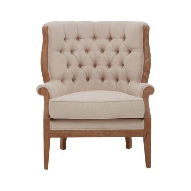 Cabra Cream Fabric Upholstered Armchair With Straight Legs