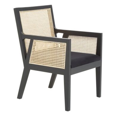 Corso Cane Rattan Wooden Accent Chair In Black