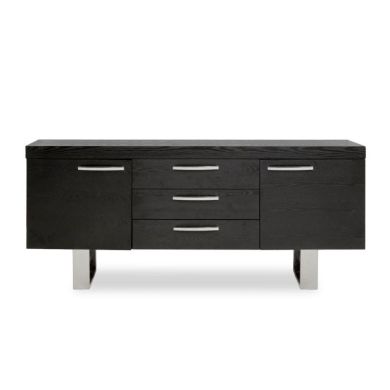 Solihull Wooden Sideboard In Black With 2 Doors And 3 Drawers