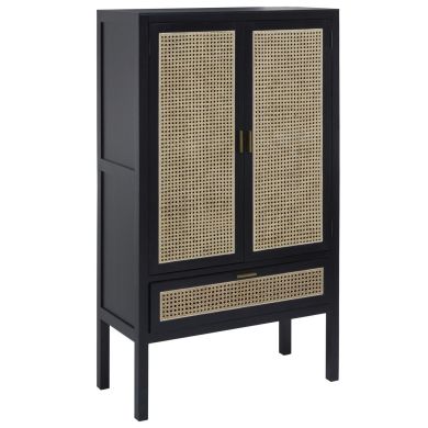 Corso Rattan Wardrobe With 2 Doors And 1 Drawers In Black