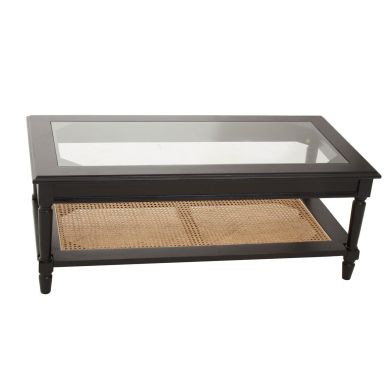 Corso Clear Glass Top Coffee Table With Rattan Undershelf