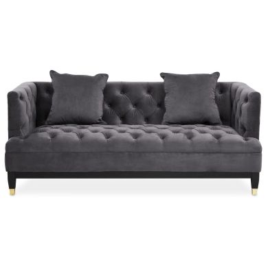 Sefira Fabric 2 Seater Sofa In Viola Pirate Grey With Wooden Legs