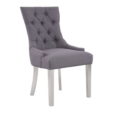 Richmond Polyester Linen Fabric Dining Chair In Grey