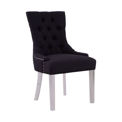 Richmond Polyester Linen Fabric Dining Chair In Black