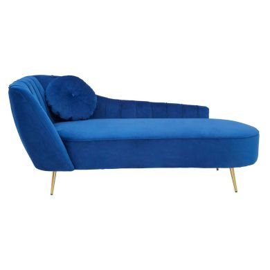 Felizia Left Arm Polyester Velvet Chaise Chair In Midnight Blue