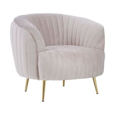 Florina Velvet Upholstered Armchair In Mink With Gold Legs