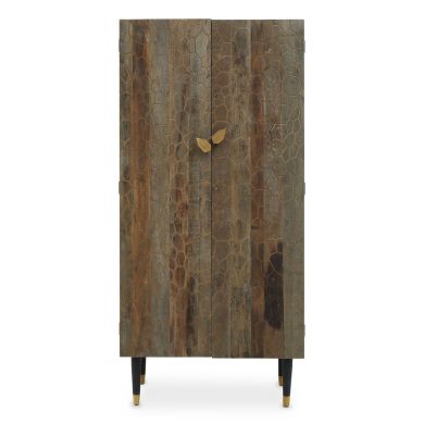 Malay Tall Wooden Storage Cabinet With 2 Doors In Natural And Black