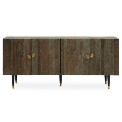 Mullion Wooden Sideboard In Natural And Black With 4 Doors