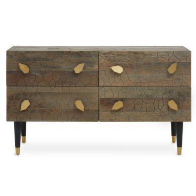 Malay Wooden Chest Of 4 Drawers In Natural And Black