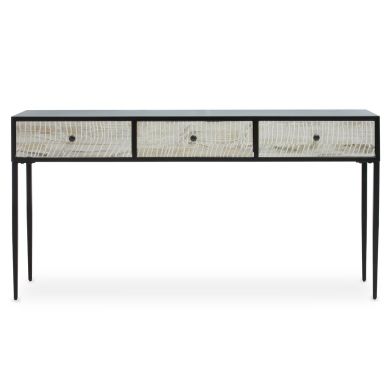 Luxor Wooden Console Table In Grey With Black Metal Frame