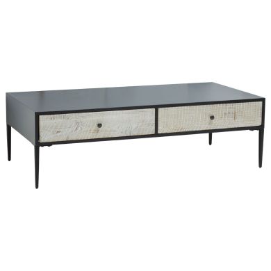 Luxor Wooden Coffee Table In Grey With 2 Drawers