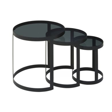 Corra Glass Top Nest Of 2 Tables In Black
