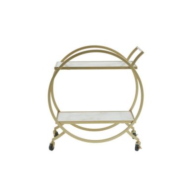 Avebury Drinks Trolley In Gold With White Marble Shelves
