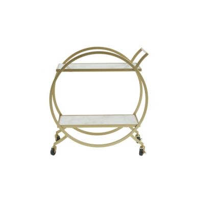 Avebury Drinks Trolley In Gold With White Marble Shelves