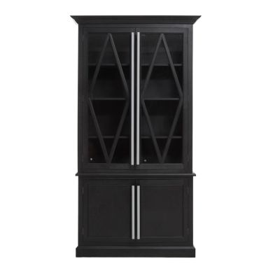 Lyon Wooden Display Cabinet With 4 Doors In Matt Black