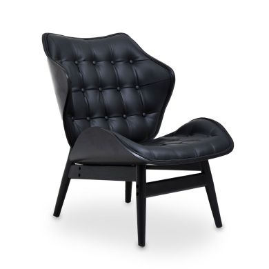 Vinsi Faux Leather Bedroom Chair In Black With Black Back