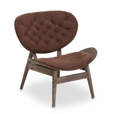 Vince Velvet Accent Chair In Brown With Button Details