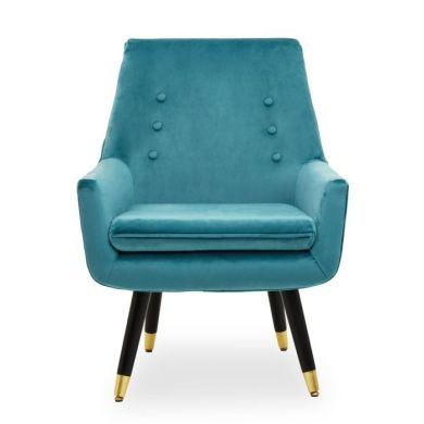 Sara Velvet Armchair In Green With Black Wooden Legs