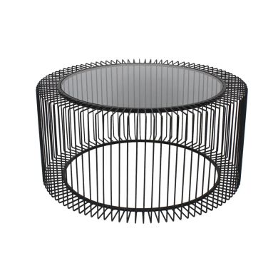 Trento Round Glass Top Coffee Table With Black Iron Frame