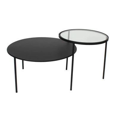 Trento Clear Glass Coffee Table With Black Metal Frame