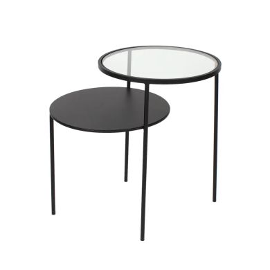 Trento Clear Glass End Table With Black Metal Frame