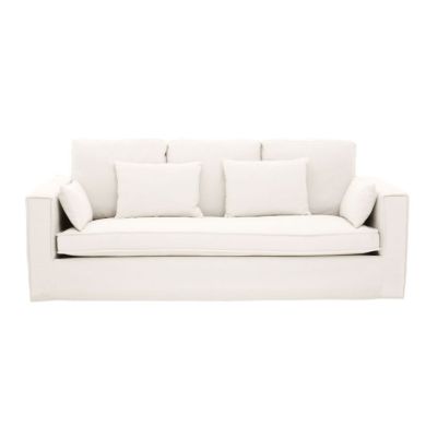Madera Fabric 3 Seater Sofa With Cushions In Cream