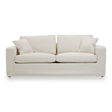 Valensole Fabric 3 Seater Sofa In Cream With Wood Legs