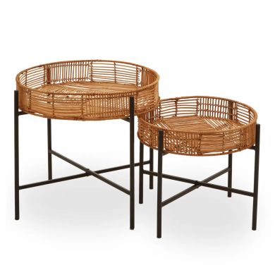 Batu Rattan Set Of 2 Side Tables In Natural