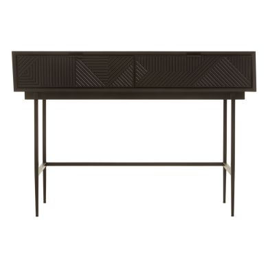Jakara Wooden Console Table In Black With 2 Drawers