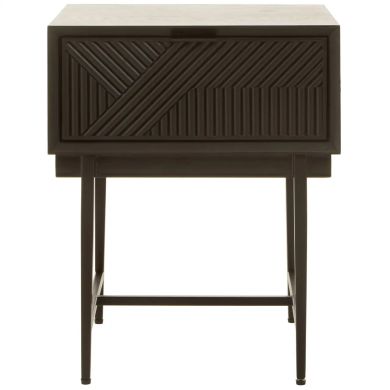 Jakara Wooden Side Table In Black With Metal Base