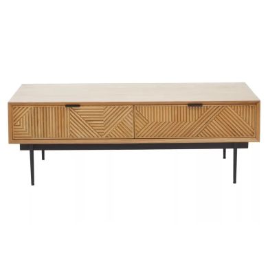 Jakara Wooden Coffee Table With 2 Drawers In Natural