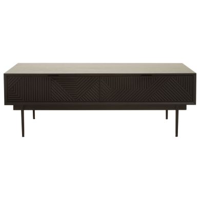 Jakara Wooden Coffee Table In Black With 2 Drawers