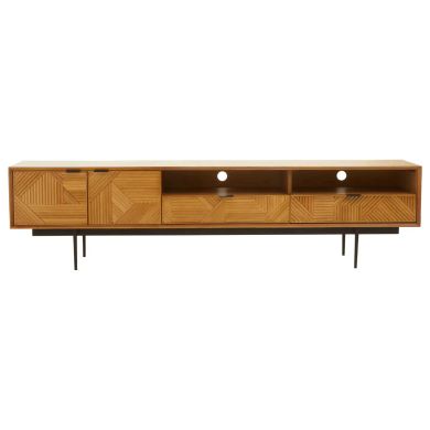 Jakara Wooden TV Stand With 2 Doors And 2 Drawers In Natural