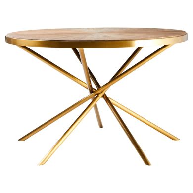 Jana Round Wooden Dining Table In Natural With Tied Frame