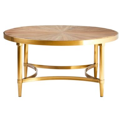 Jana Round Wooden Coffee Table In Natural With Curved Frame