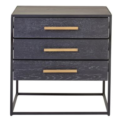 Judd Wooden Side Table With 3 Drawers In Black
