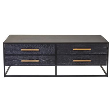 Judd Wooden Coffee Table With 8 Drawers In Black