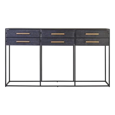 Judd Wooden Console Table With 6 Drawers In Black
